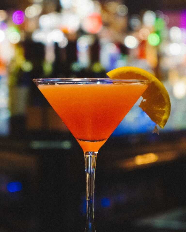A Cosmopolitan in a martini glass