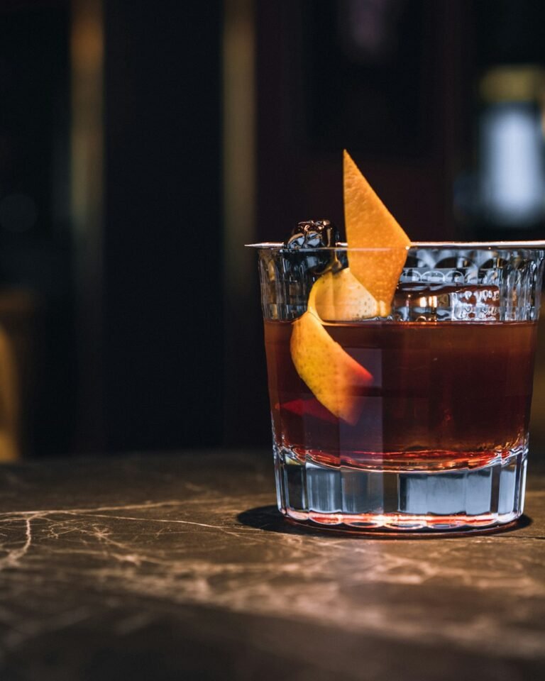 An Old Fashioned with orange peel